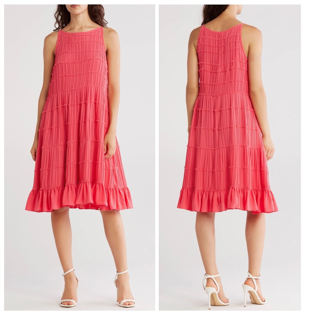 New Jason Wu Sleeveless Shirring Texture Tiered A-Line Dress Womens Plus Size 1X